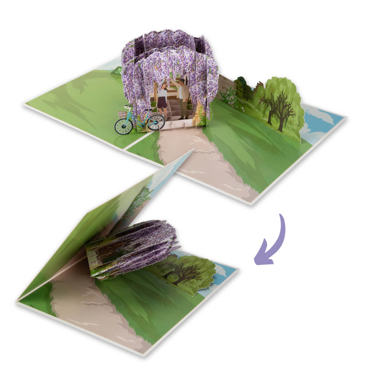 Wisteria 3D Pop Up Card for first anniversary gift and Valentines Day - closing image