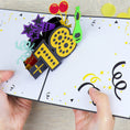 Load image into Gallery viewer, Image of hands holding 18th Birthday Pop Up Card open
