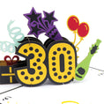 Load image into Gallery viewer, close up image of the 30th birthday pop up card
