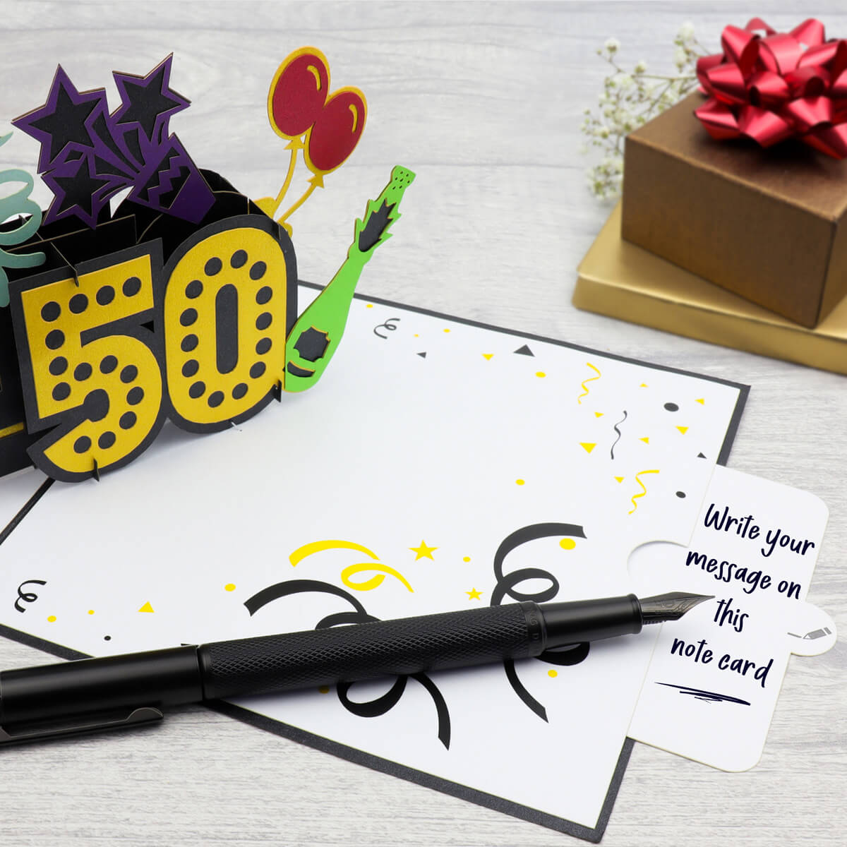 50th birthday card pull out notecard insert to write message on