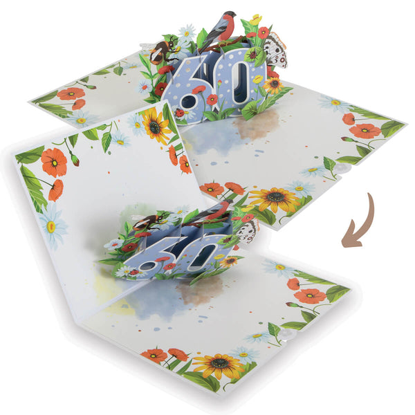 60th Birthday Floral Pop Up Card - Image 3