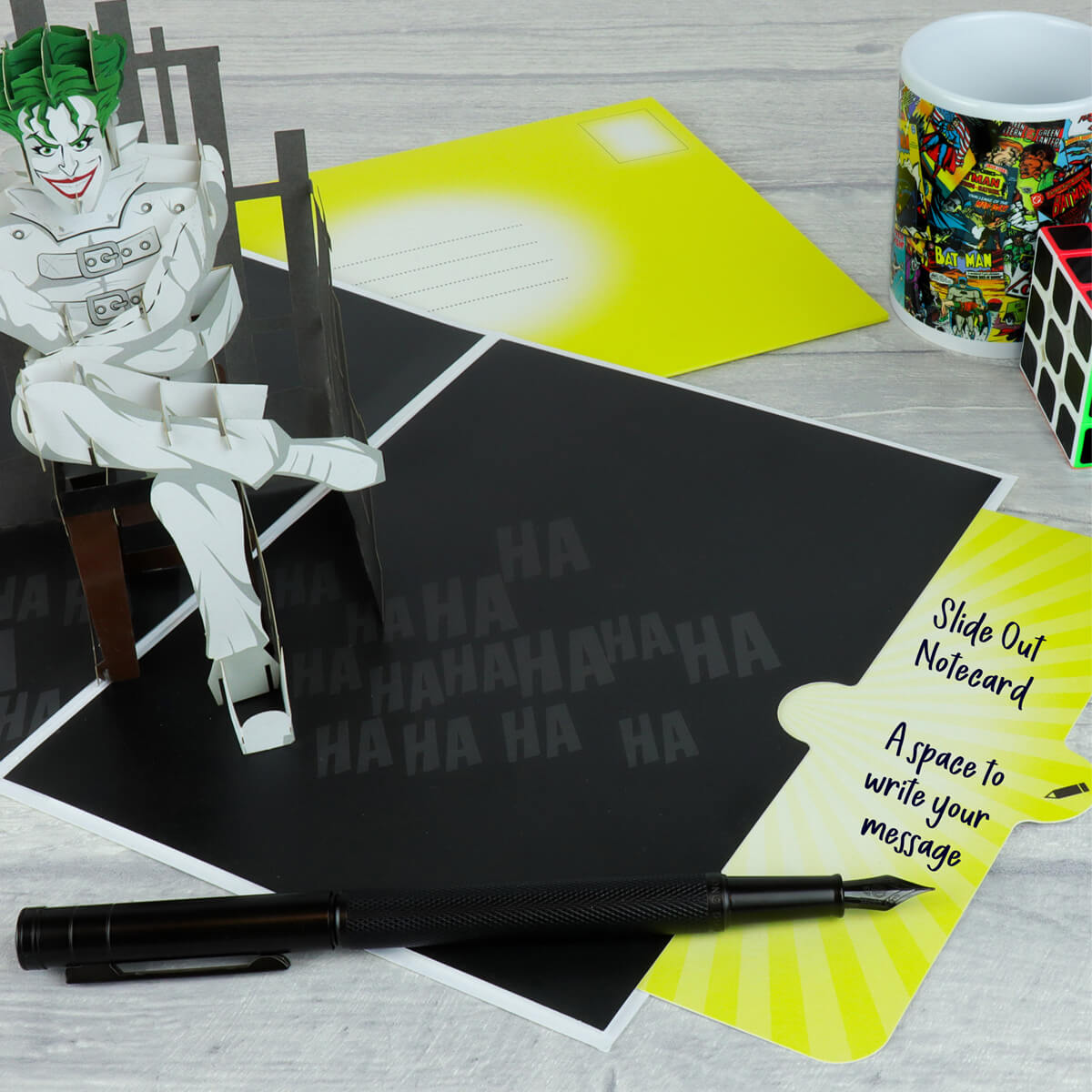 The Joker Batman Pop Up Card - Picture of slide out notecard