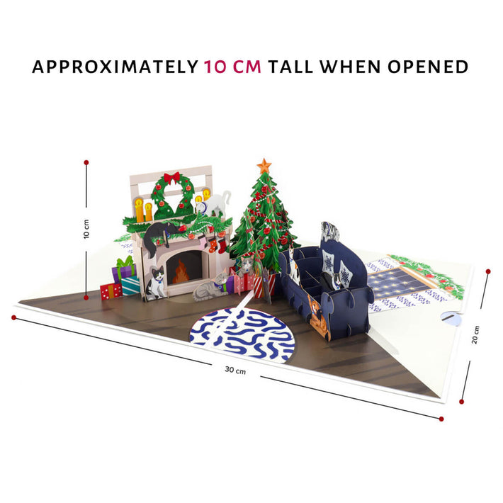 Battersea Charity Christmas Card Dimensions when open.  30cm length by 20cm width by 10cm high