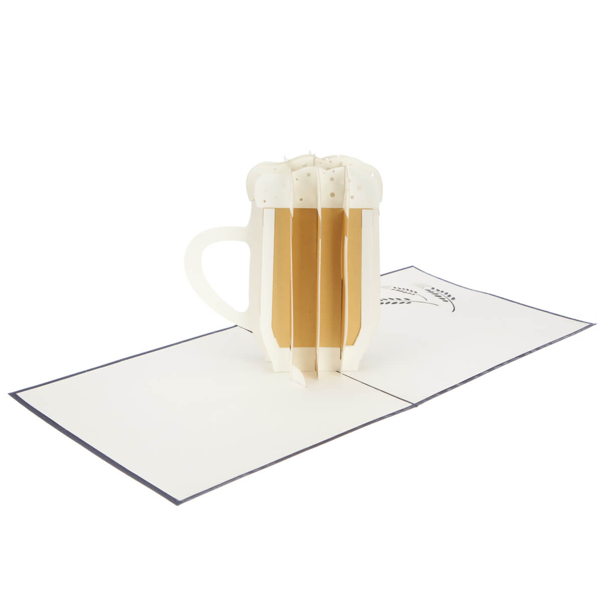 beer pop up card with 3D beer stein fully open at 180 degrees