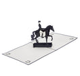 Load image into Gallery viewer, Dressage Pop Up Card featuring a 3D black horse and rider, fully open at 180 degrees
