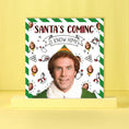 Load image into Gallery viewer, Buddy The Elf Funny Christmas Card Featuring Will Ferrell. Pictured on a yellow background lifestyle
