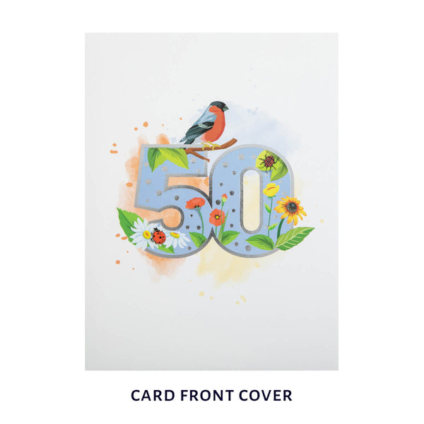 50th Birthday Floral Pop Up Card - Image 2