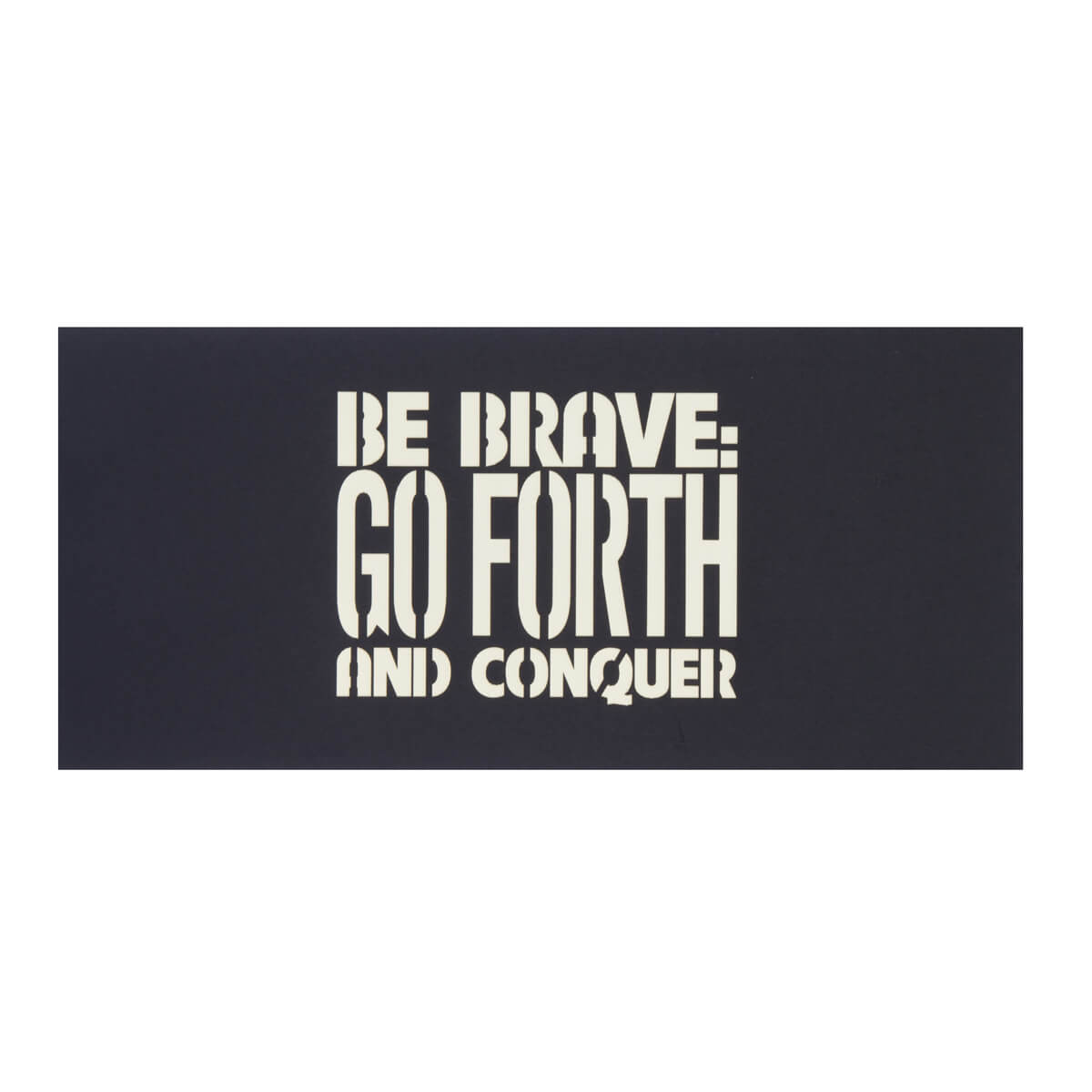 Close up image of Forth Rail Bridge Pop Up Card black cover which reads "Be Brave, Go Forth and Conquer"