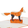 Load image into Gallery viewer, close up image of fox pop up card featuring an orange and white 3D fox
