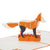 close up image of fox pop up card featuring an orange and white 3D fox