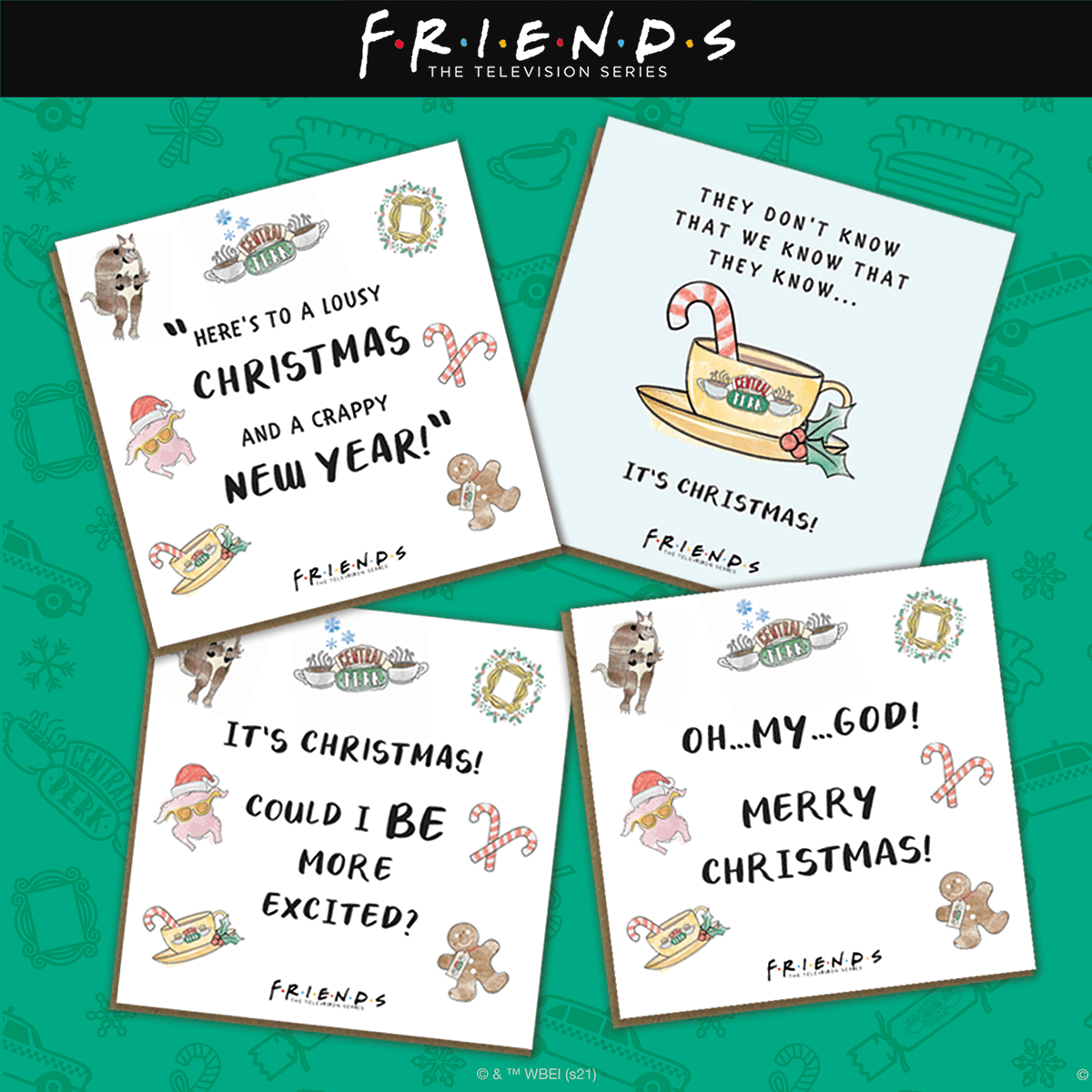 Friends Christmas Cards - Pack of 4