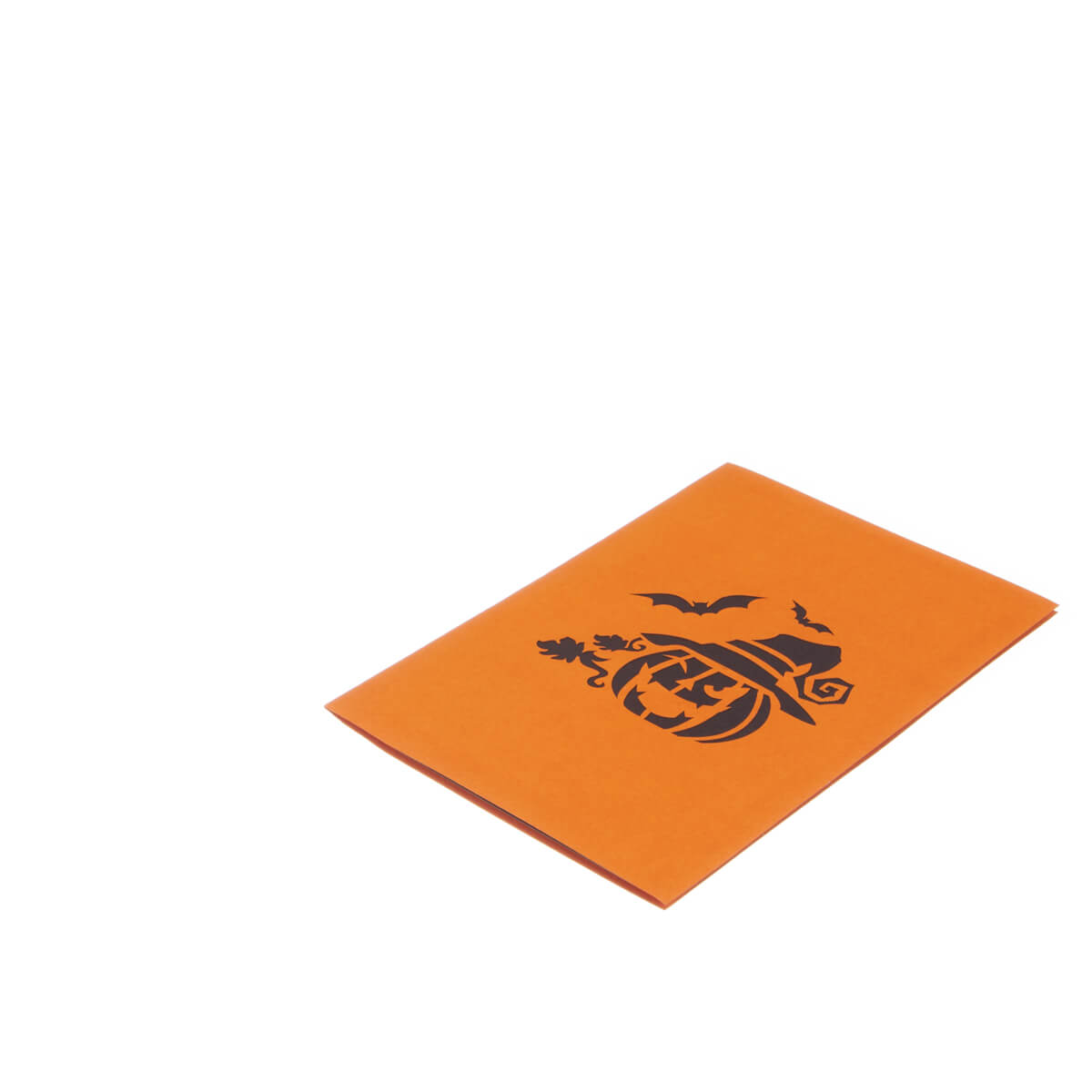 image of halloween pop up card fully closed and flat on a white background