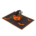 Load image into Gallery viewer, image of halloween pop up card fully open at 180 degrees on a white background
