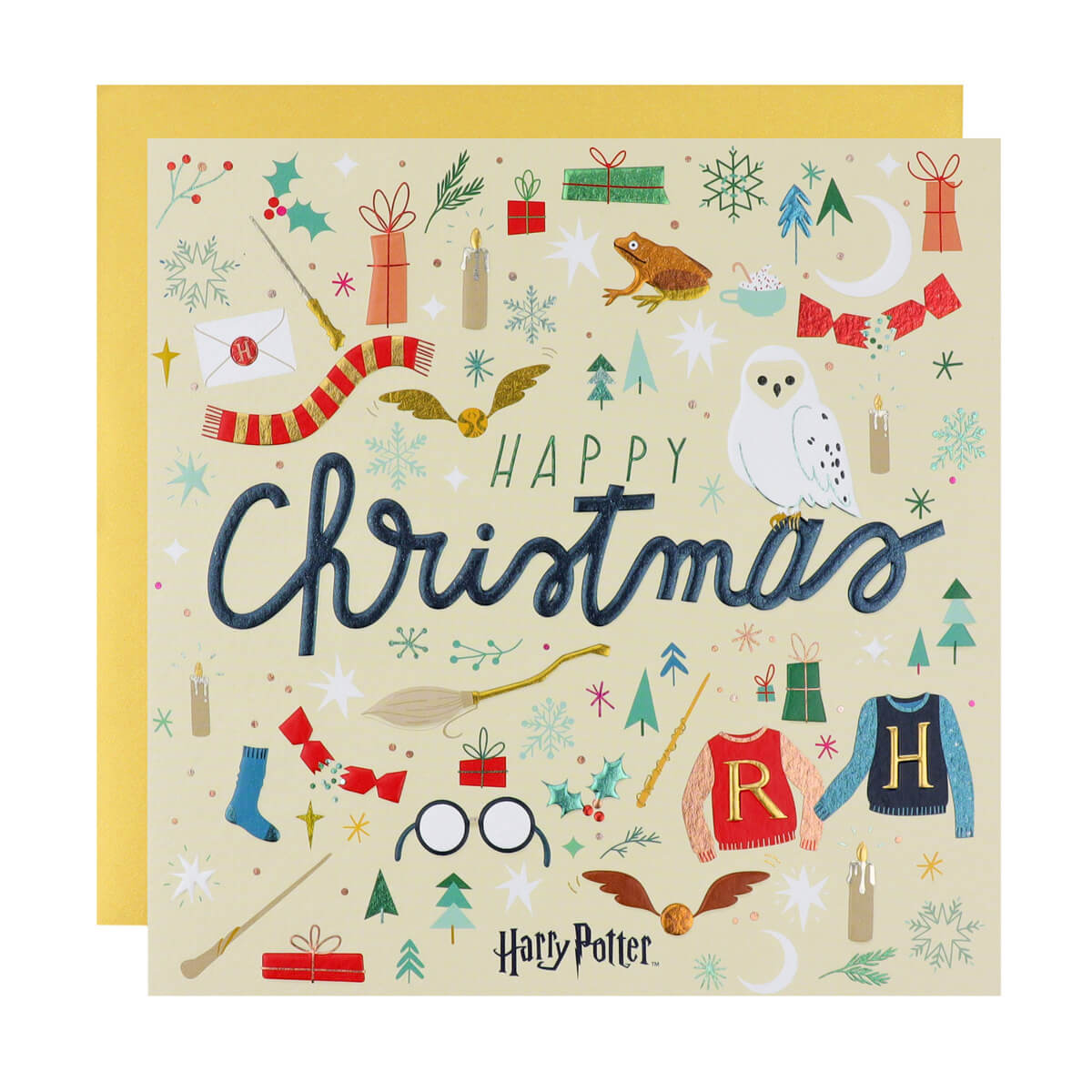 Image of Happy Christmas Harry Potter Greeting Card on a white background