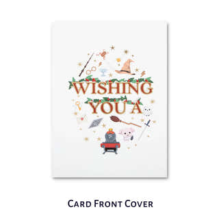 Harry Potter Christmas Pop Up Card - Card reads 'Harry Christmas' inside. Image of the card cover which reads 'Wishing You A...'
