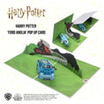 Load image into Gallery viewer, Image showing Harry Potter Flying Ford Anglia Pop Up Birthday Card open at 180 degrees and closing in stages
