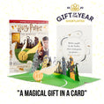 Load image into Gallery viewer, Harry Potter Golden Snitch Birthday 3D Card Open with Cover image behind
