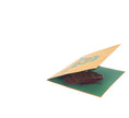 Load image into Gallery viewer, Highland Cow Pop Up Card featuring a 3D bronze highland cow standing among green grass, slightly open at 45 degrees
