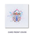 Load image into Gallery viewer, Gay Wedding Pop Up Card Cover Image - Cream with watercolour image of grooms under a pagoda
