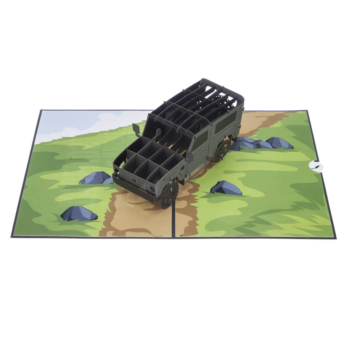 Landrover Defender Pop Up Card Fully Open 180 Degrees View From Above