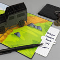 Load image into Gallery viewer, Landrover 4 x 4 Pop Up Card with slide out notecard where you can write your message
