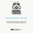 Load image into Gallery viewer, Original Stormtrooper funny birthday card for him - officially licensed card - blank inside - this card has been produced by Cardology under license from Shepperton Design Studios
