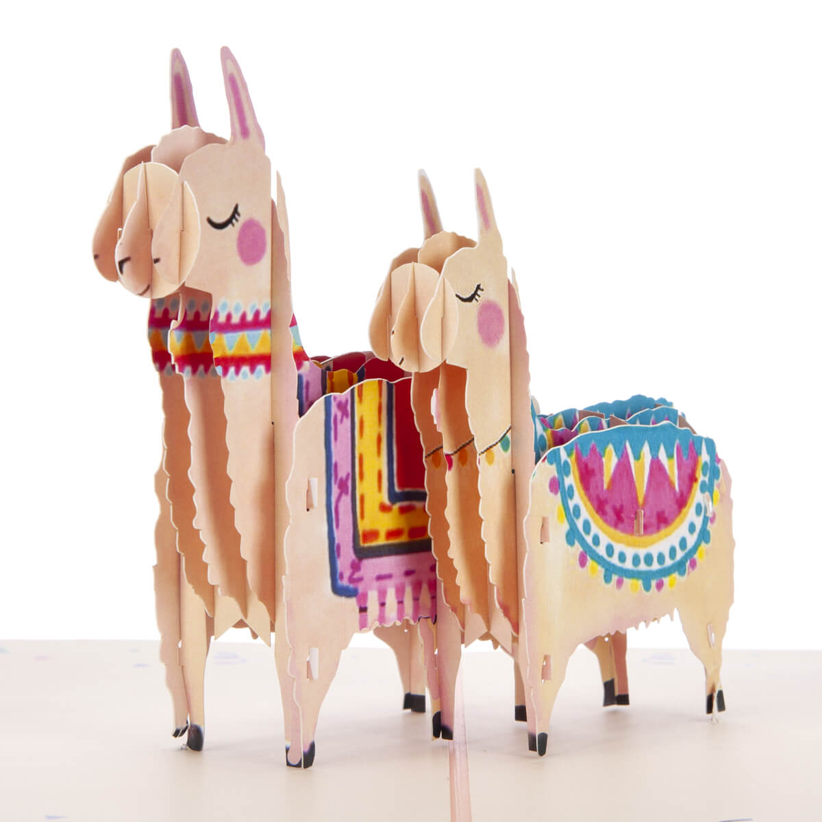 Llama Birthday Card - Llama Pop Up Card featuring 2 3D Llamas - Close Up Image