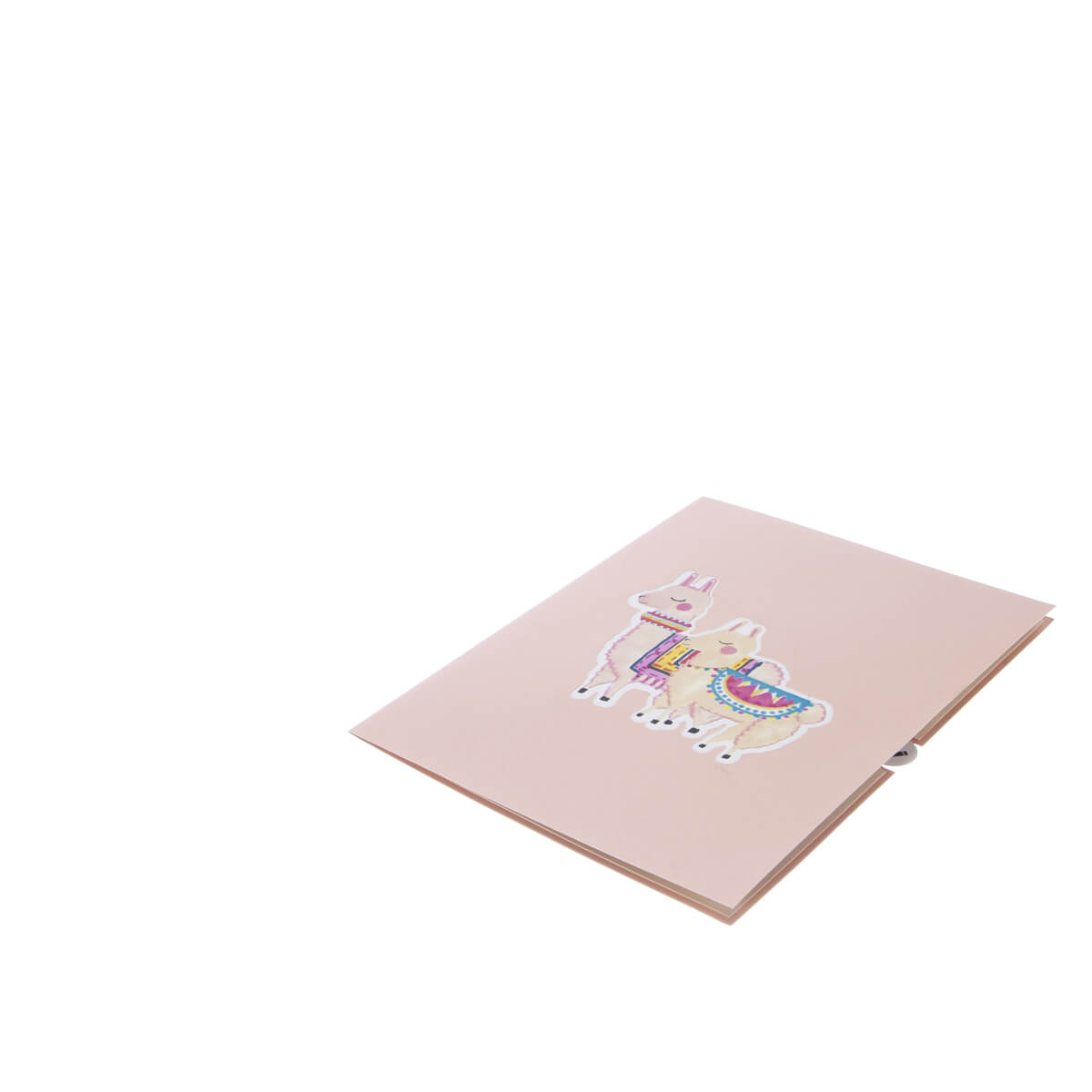 Llama Birthday Card - Llama Pop Up Card featuring 2 3D Llamas - Card Closed On White Surface