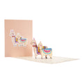 Load image into Gallery viewer, Llama Birthday Card - Llama Pop Up Card featuring 2 3D Llamas - Fully Open With Cover
