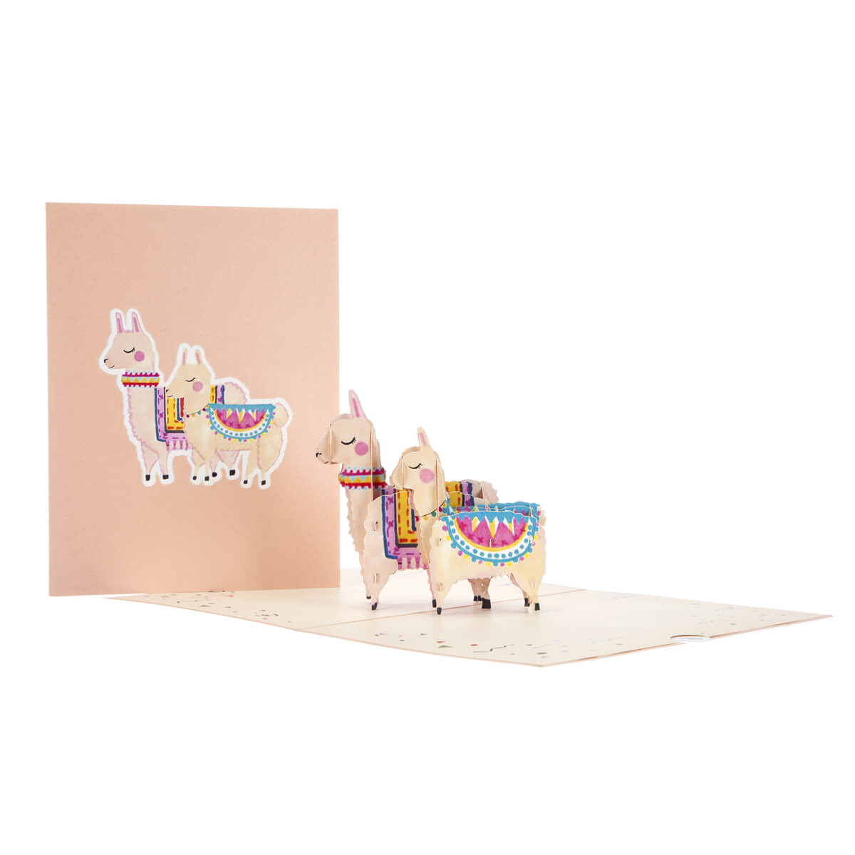 Llama Birthday Card - Llama Pop Up Card featuring 2 3D Llamas - Fully Open With Cover