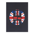 Load image into Gallery viewer, London Bus Pop Up Card Black Cover with union jack and bus silhouette
