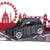 London Black Taxi souvenir 3D Card close up image with red london skyline