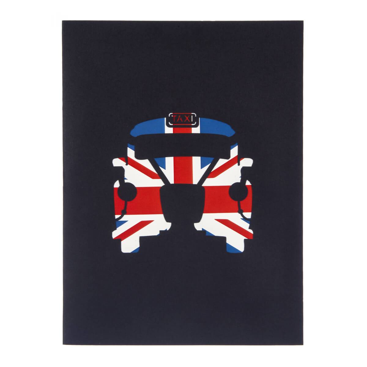 London Taxi souvenir 3D Card Cover with union jack taxi silhouette