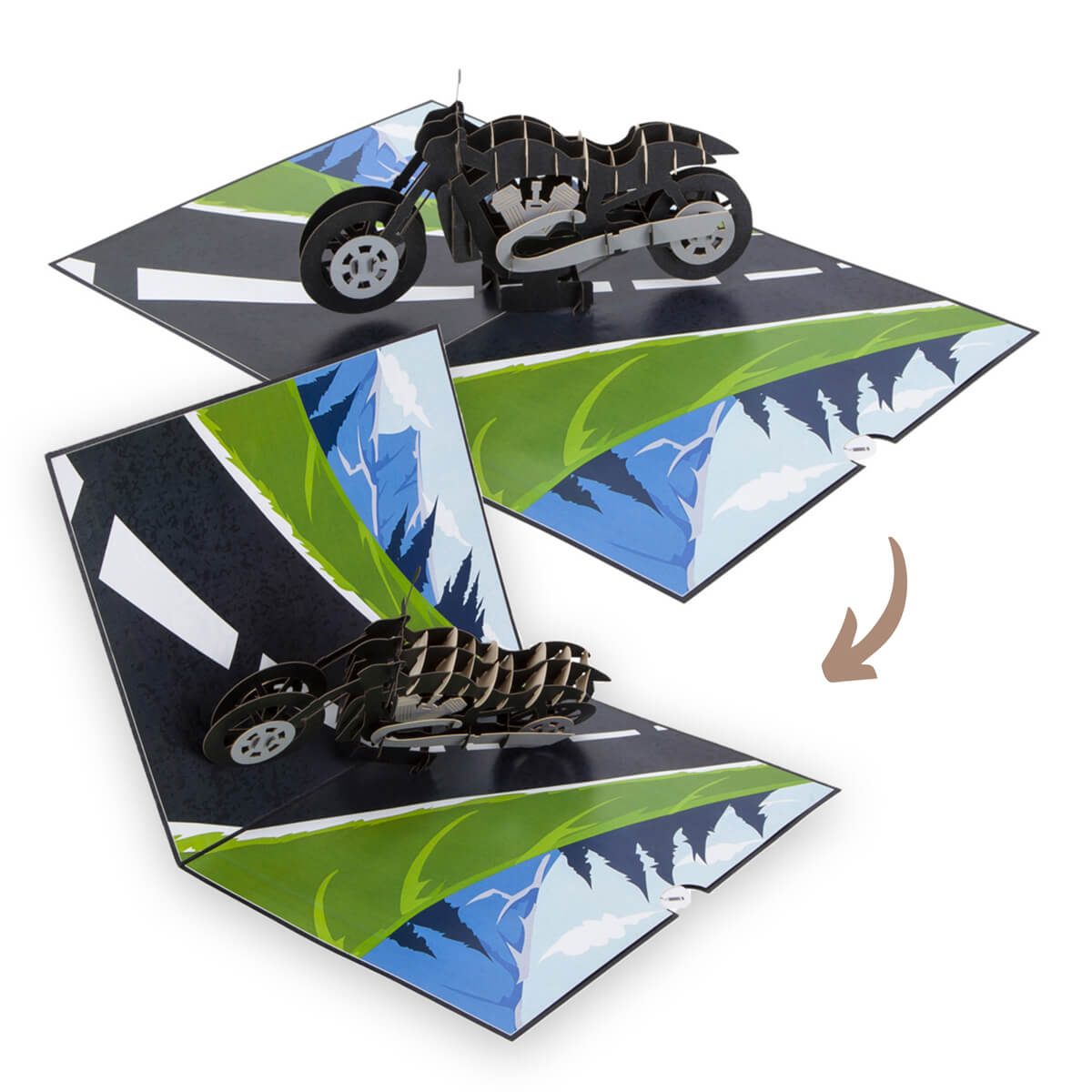 Harley Davidson Motorbike Pop Up Card - Image Of Motorbike Pop Up Card Closing