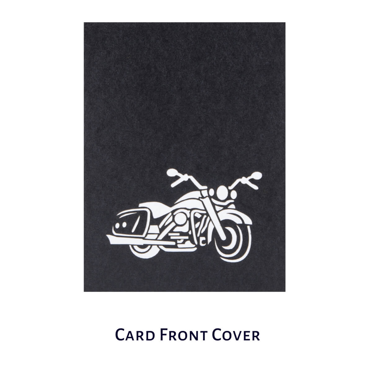 Harley Davidson Motorbike Pop Up Card - Black Cover With Laser Cut Image Of Motorbike On Cover