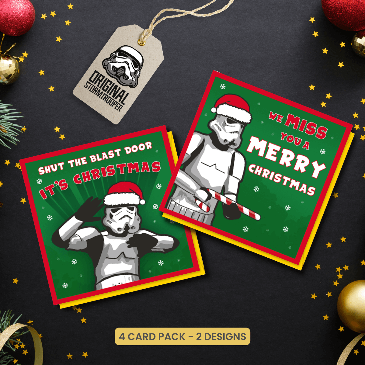 Original Stormtrooper Christmas Cards Pack of 4 - Stormtrooper Cards For Christmas