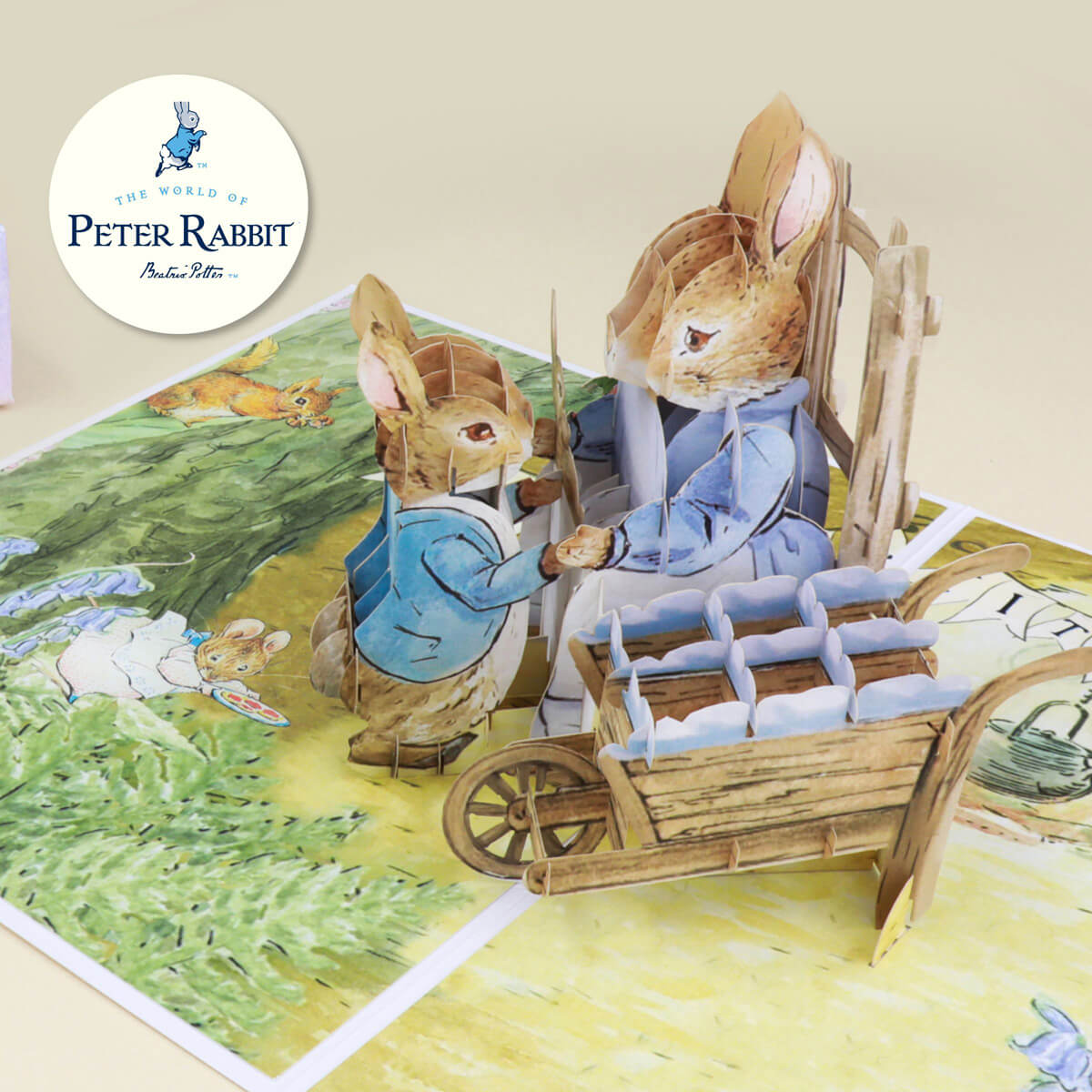 Peter Rabbit New Baby Boy Pop Up Card - Welcome Baby Boy Card - close up Image on a white background