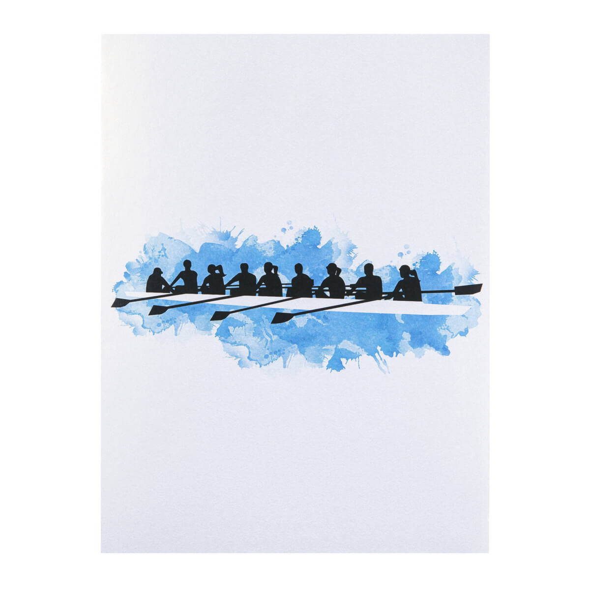Rowing Pop Up Card - 8 Rowers Men and Women - Close Up Image