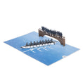 Load image into Gallery viewer, Rowing Pop Up Card - 8 Rowers Men and Women - Fully Open 180 Degrees On White Background
