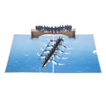 Load image into Gallery viewer, Rowing Pop Up Card - 8 Rowers Men and Women - Fully Open View From Above
