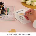 Load image into Gallery viewer, Ruby Wedding Anniversary Pop Up Card for 40th Wedding Anniversary Gift - image of slide out notecard which gives a space to write your personal message
