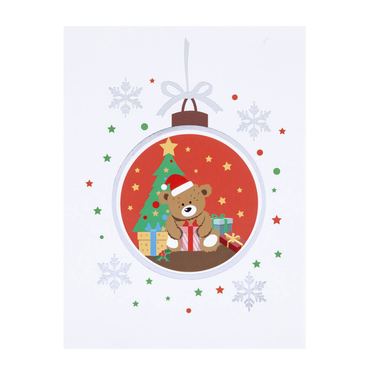 Santa Bear Christmas Pop Up Card. Close Up Image On White Surface