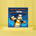 Load image into Gallery viewer, Original Stormtrooper funny birthday card for him - card reads 'Shut The Blast Door, You're HOW old?' - lifestyle image
