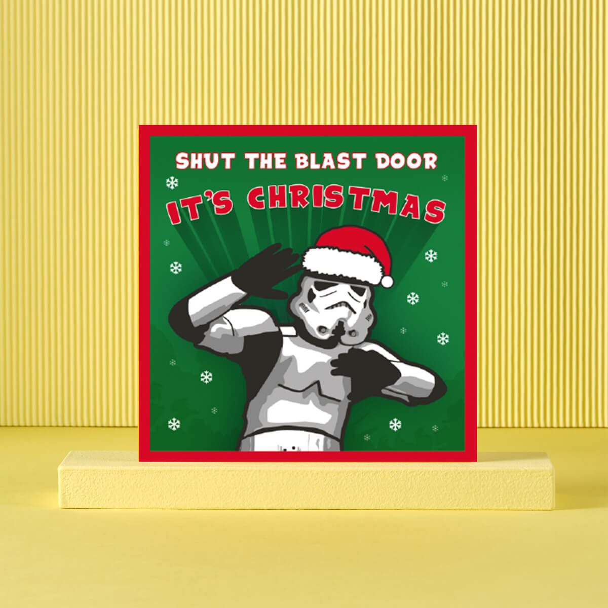 Original Stormtrooper Christmas Card - Shut The Blast Door It's Christmas Card - lifestyle image