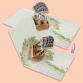 Load image into Gallery viewer, Image of Wedding Pagoda Pop Up Card closing at 180 degrees and at 90 degrees
