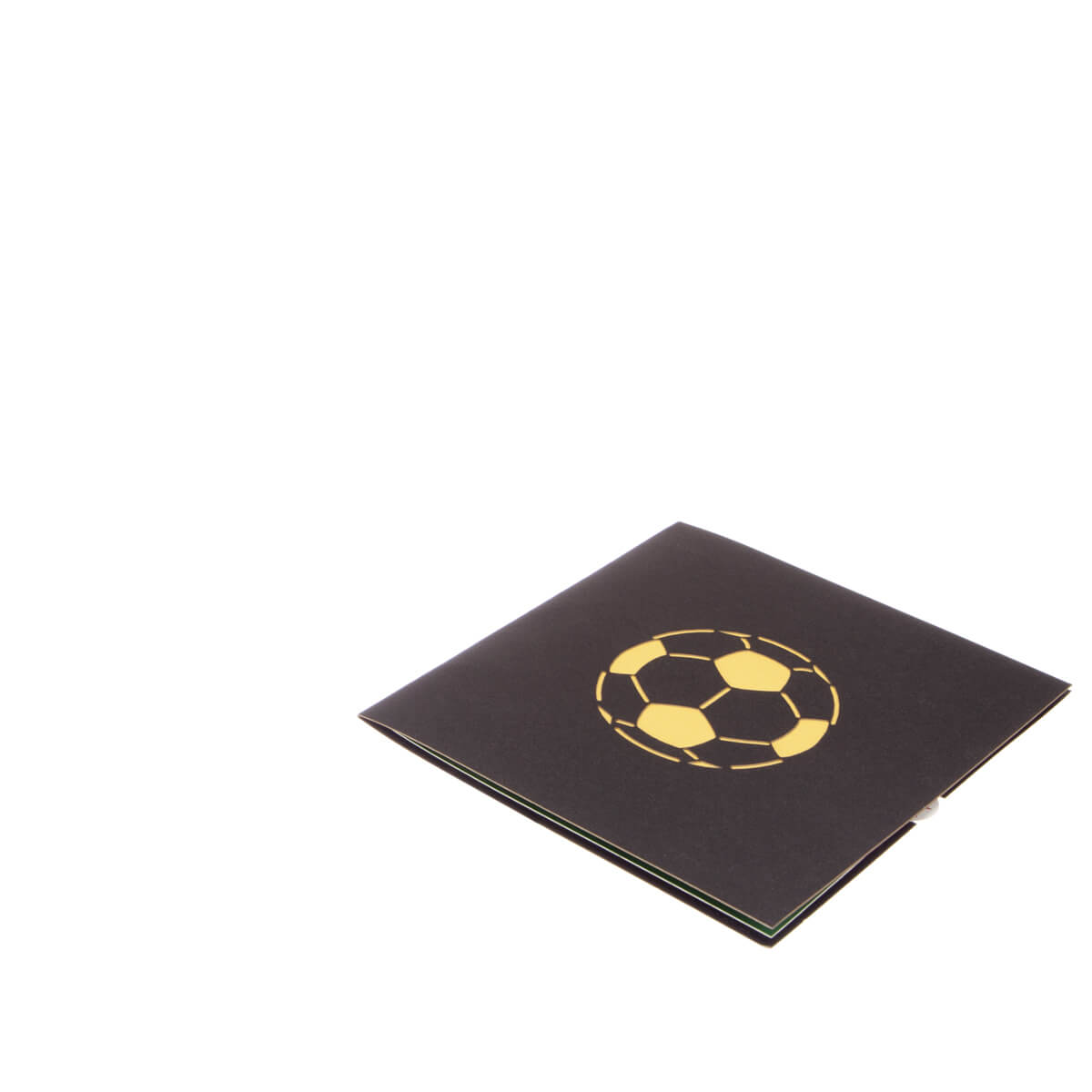 image of womens football pop up birthday card fully closed and flat on a white background